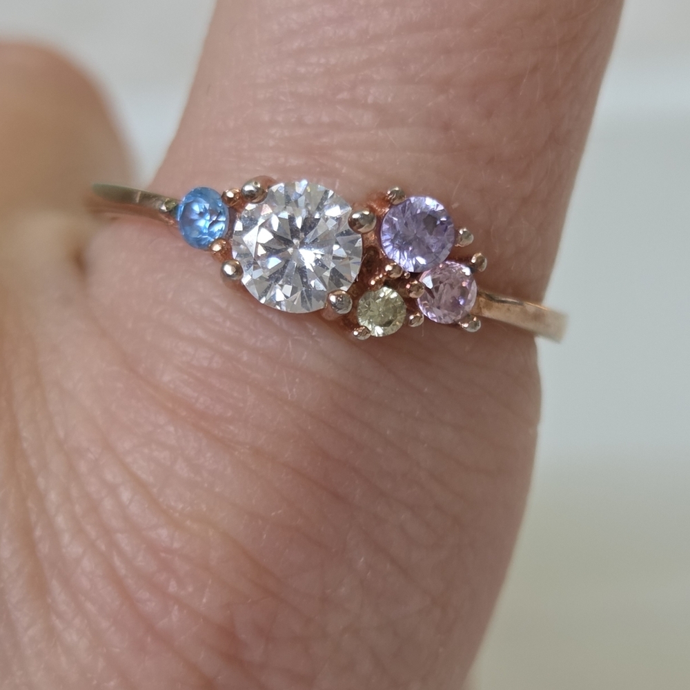 Spring Pastel Coloured Stones Rose Gold Plated S925 Sz 10